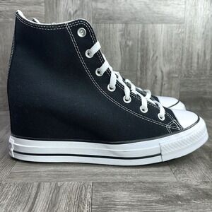 Converse Chuck Taylor All Star Lux Women 10.5 Black Hidden Wedge High Top NEW